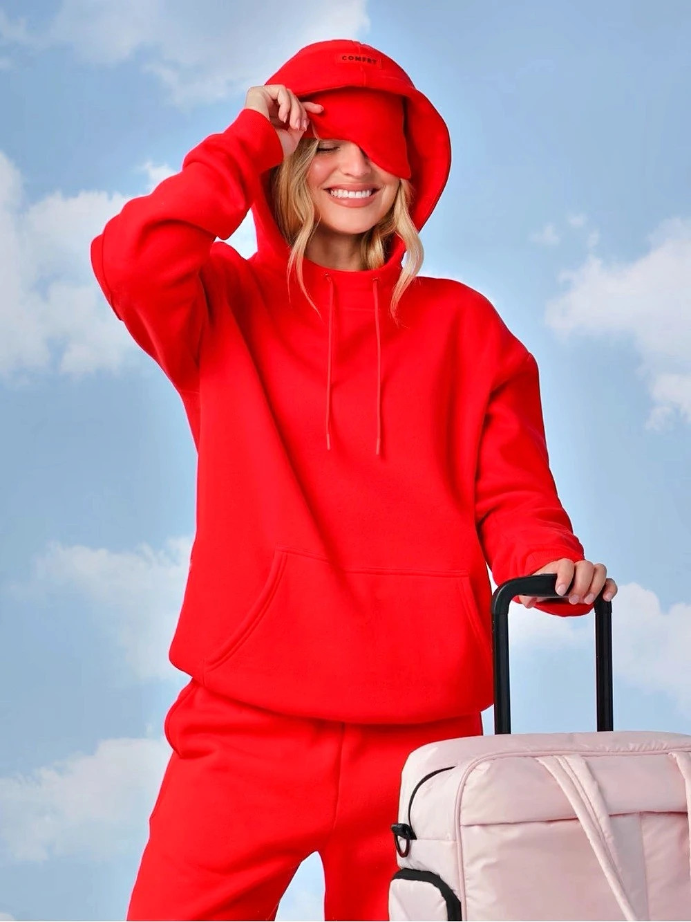 Comfrt Airplane Mode Travel Hoodie Red Size Small